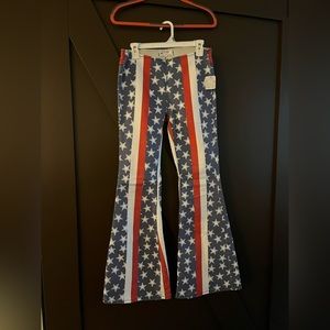 Free people, American flag, bellbottoms jeans